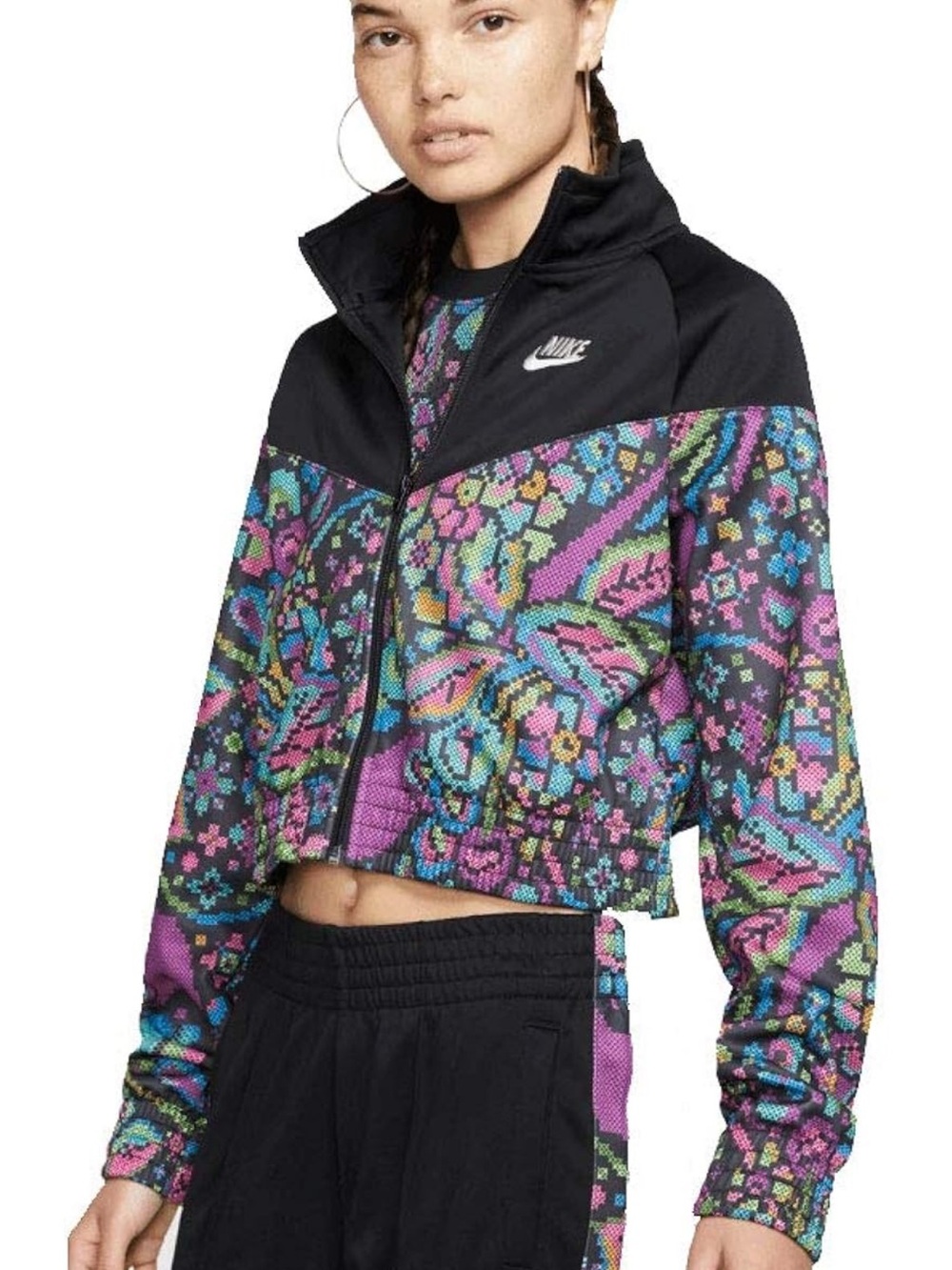 Nike Women's Neon Foral Patterned Zip-Front Track Jacket - Picture 16 of 16